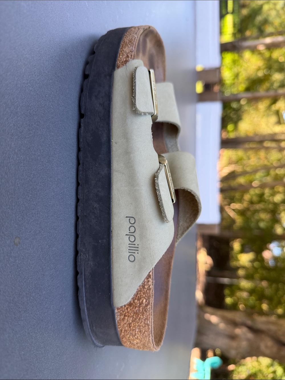 Birkenstock Papillio Suede Sandals in Taupe/Seafoam